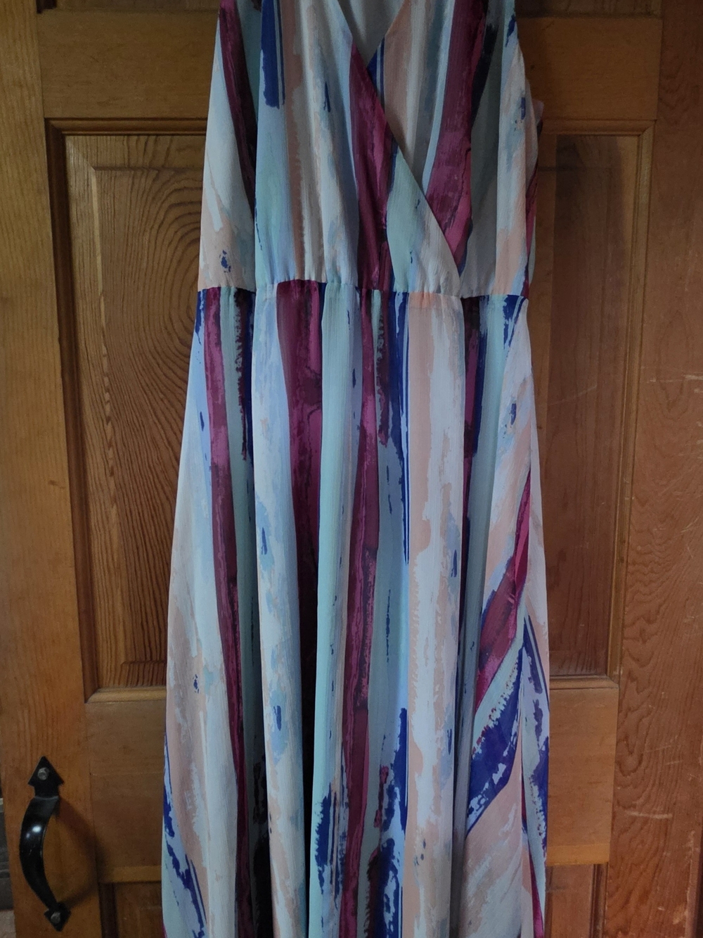 Sleeveless V-Neck Maxi Dress in Multicolor Stripe
